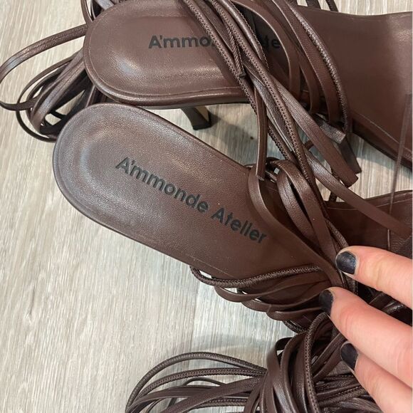 Revolve A'MMONDE ATELIER Aria 75 Multi Strap Leather Sandals in Brown - Picture 5 of 9